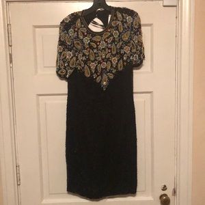 Vintage Black Multi  Beaded Dress